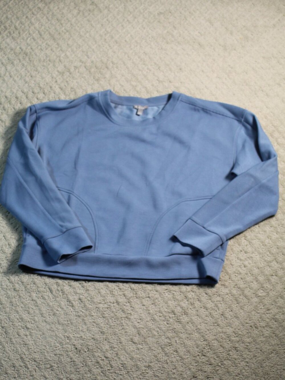NWOT T by Talbots Size S Blue Fleece Crew Neck Pocketed Sweatshirt